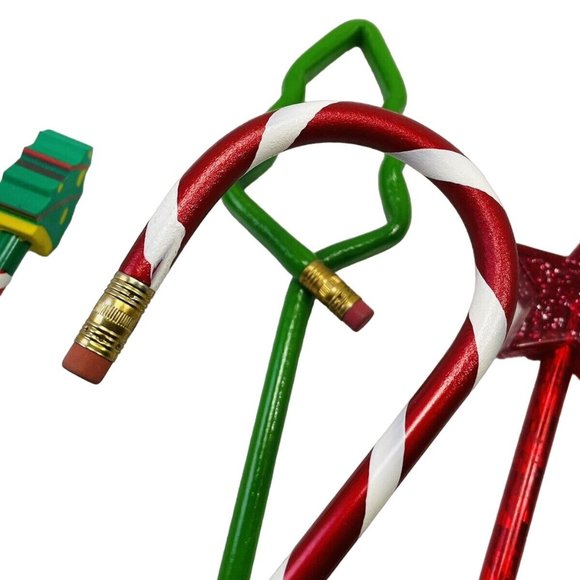 Wood Pencils Candy Cane Tree Star Holiday Unused Vintage Christmas Shaped Lot 7 - Picture 9 of 12